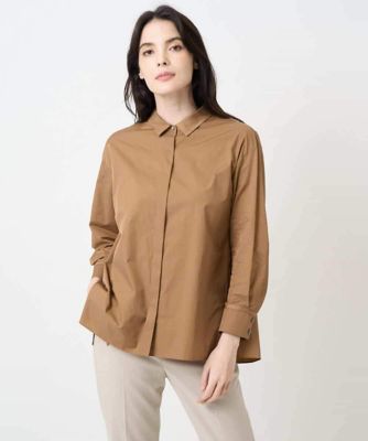 CHRISTIAN AUJARD（Women/小さいサイズ）/クリスチャンオジャールS 長袖タフタブラウス 84ブラウン トップス【三越伊勢丹/公式】