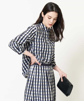 ［セットアップ対応］シャンブレーチェックブラウス