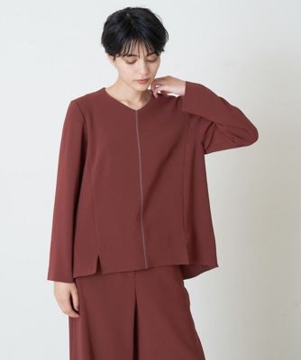 【SALE】ステッチデザインAラインブラウス オレンジ17 トップス