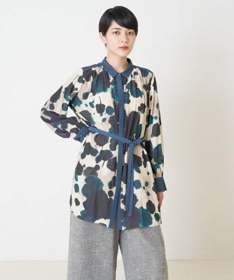 ＜CHRISTIAN AUJARD（Women/小さいサイズ）＞フラワープリントベルト付ブラウス