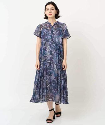 【SALE】CHRISTIAN AUJARD（Women/小さいサイズ）/クリスチャンオジャールS モダン更紗プリントワンピース 57ネイビー×パープル系 ワンピース・ドレス【三越伊勢丹/公式】