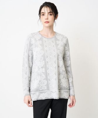 ＜CHRISTIAN AUJARD（Women/小さいサイズ）＞レーシージャカードニットプルオーバー