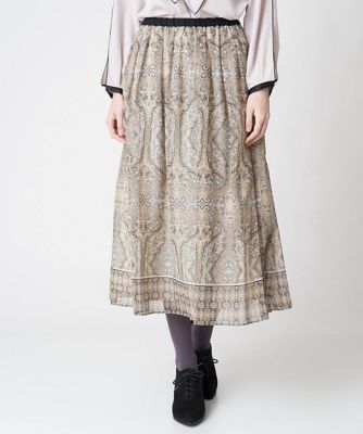 ＜CHRISTIAN AUJARD（Women/小さいサイズ）＞［セットアップ対応］モダンカシミールプリントスカート