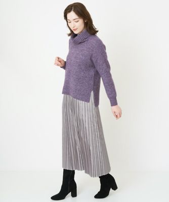 レザー風サテンプリーツスカート