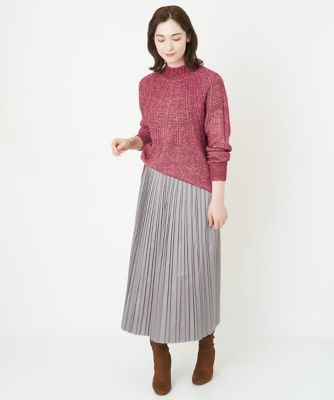 レザー風サテンプリーツスカート