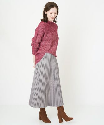 レザー風サテンプリーツスカート