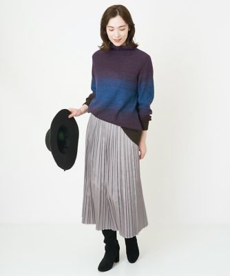レザー風サテンプリーツスカート