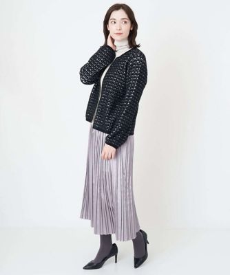 レザー風サテンプリーツスカート