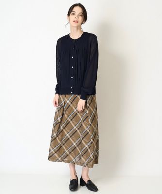 ［セットアップ対応・ドライタッチ］ラメシャンブレーチェックスカート