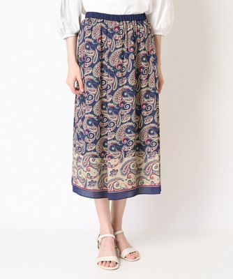 クリスチャンオジャール（christianaujard）/[ドライタッチ]ウエストゴム更紗ペイズリープリントスカート ドライタッチ］ウエストゴム更紗ペイズリープリントスカート