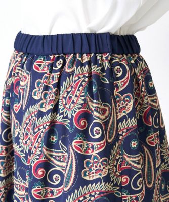 ドライタッチ］ウエストゴム更紗ペイズリープリントスカート