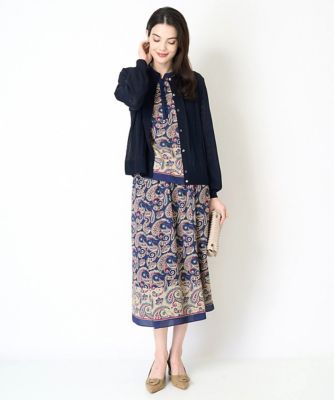 クリスチャンオジャール（christianaujard）/[ドライタッチ]ウエストゴム更紗ペイズリープリントスカート ドライタッチ］ウエストゴム更紗ペイズリープリントスカート