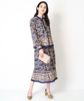 ドライタッチ］ウエストゴム更紗ペイズリープリントスカート