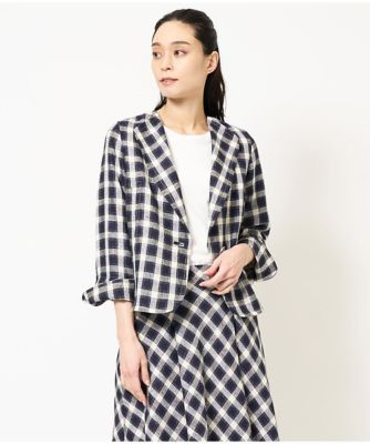 ＜CHRISTIAN AUJARD（Women/小さいサイズ）＞［セットアップ対応］ブロックチェックツイードジャケット