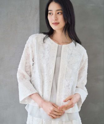 ＜CHRISTIAN AUJARD（Women/小さいサイズ）＞フラワーカットジャカードジャケット