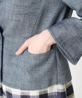 ［セットアップ対応］シャンブレーツイードノーカラージャケット