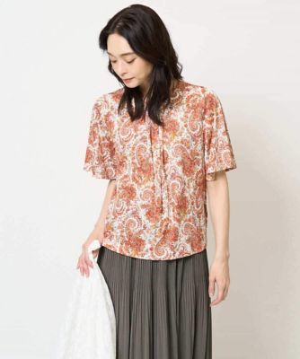 サチコ♥️　レオナール 総花柄 シルク ウール 長袖 カットソー L サチコ♥️ レオナール 総花柄 シルク ウール 長袖 カットソー L