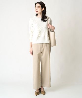 ステッチデザインセミワイドパンツ