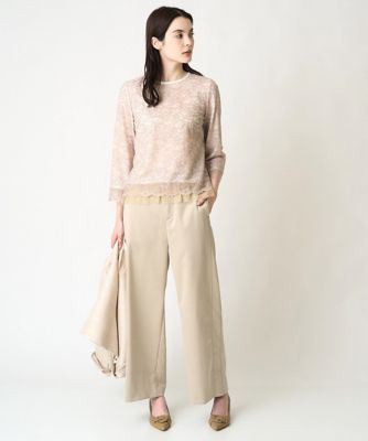ステッチデザインセミワイドパンツ