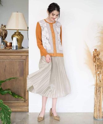 アンサンブル対応］アートプリントドッキングニットカーディガン