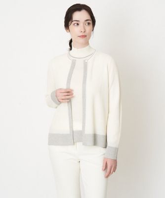 ＜CHRISTIAN AUJARD（Women/小さいサイズ）＞ラメデザインニットカーディガン