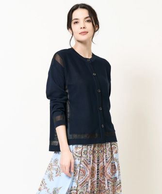 【SALE】CHRISTIAN AUJARD（Women/小さいサイズ）/クリスチャンオジャールS [吸水速乾・接触冷感]透かしデザインニットカーディガン ネイビー57 トップス【三越伊勢丹/公式】
