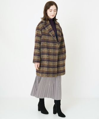 yuni】ISOLA シャギー チェック コート シャギーチェックコート
