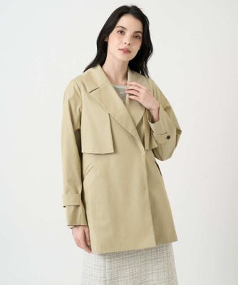 美品　クリスチャンオジャール　トレンチコート　スプリングコート　ポリエステル ライナー付］デザインハーフコート | CHRISTIAN AUJARD (Women/小さい