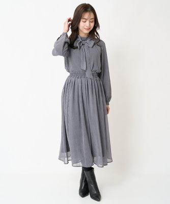 【小さいサイズ】幾何柄ボウタイシフォンブラウス／洗える