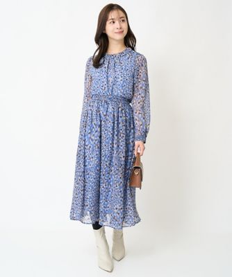 【小さいサイズ】フラワーモチーフプリントシフォンブラウス／洗える