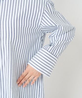 【小さいサイズ】ストライプ柄オーバーシルエットシャツブラウス／洗える