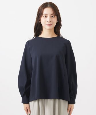 【小さいサイズ】バックパール調釦タックスリーブブラウス/洗える Maison de CINQ｜【小さいサイズ】バックパール調釦タック