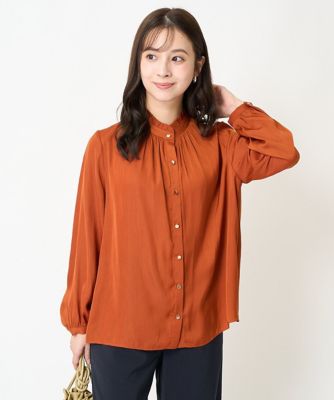 ＜MK MICHEL KLEIN（Women/小さいサイズ）＞【小さいサイズ】起毛サテンフリルデザインブラウス／洗える