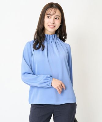 ＜MK MICHEL KLEIN（Women/小さいサイズ）＞【小さいサイズ】スタンドネックデザインブラウス（長袖）／洗える
