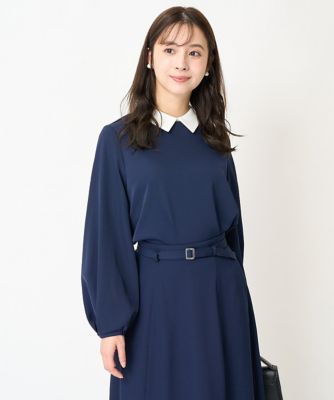 ＜MK MICHEL KLEIN（Women/小さいサイズ）＞【小さいサイズ】ツイル取り外し衿デザインブラウス／洗える