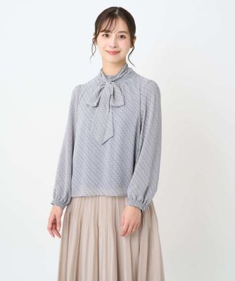 ＜MK MICHEL KLEIN（Women/小さいサイズ）＞【小さいサイズ】チェック柄ボウタイシフォンブラウス／洗濯機で洗える