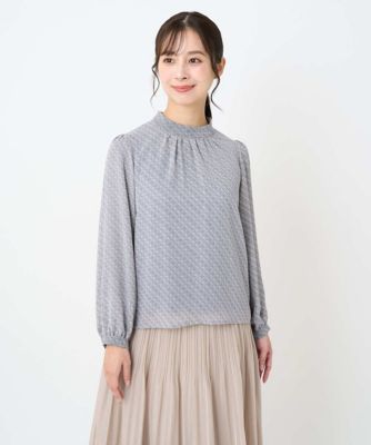 小さいサイズ】チェック柄ボウタイシフォンブラウス／洗濯機で洗える