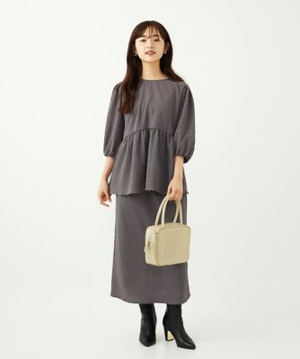 小さいサイズ】エンボス加工ペプラムブラウス／洗える | MK MICHEL