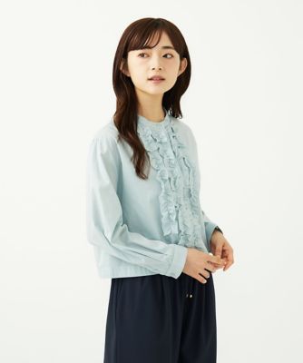 小さいサイズ】フロントフリルデザインブラウス／洗える | MK MICHEL