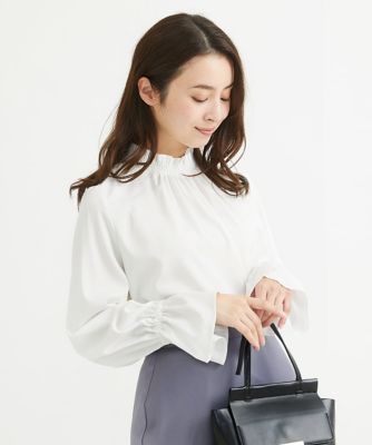 【小さいサイズ】シャーリングデザインブラウス／洗える