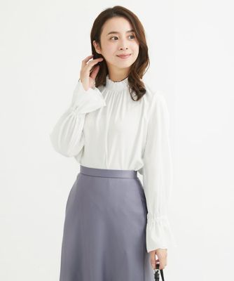 ＜MK MICHEL KLEIN（Women/小さいサイズ）＞【小さいサイズ】シャーリングデザインブラウス／洗える