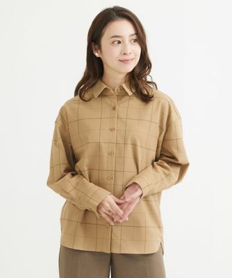 ＜MK MICHEL KLEIN（Women/小さいサイズ）＞【小さいサイズ】ウーリッシュウィンドペンシャツブラウス／洗える