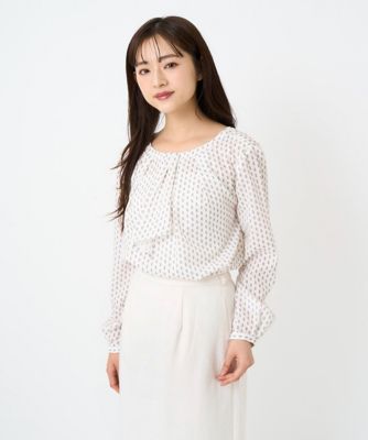 MK ミッシェルクラン（MK MICHEL  ）/【小さいサイズ】ボウタイ風幾何柄ブラウス/洗濯機で洗える 小さいサイズ】ボウタイ風幾何柄ブラウス／洗濯機で洗える | MK MICHEL