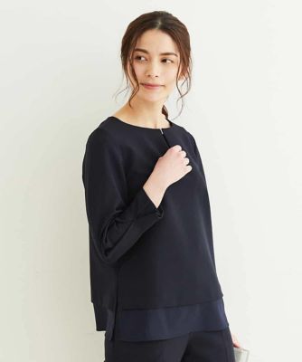 【小さいサイズ／制菌加工／洗える】シフォンヘムブラウス