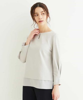 【小さいサイズ／制菌加工／洗える】シフォンヘムブラウス