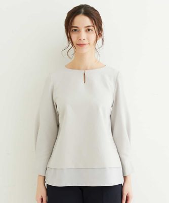 【小さいサイズ／制菌加工／洗える】シフォンヘムブラウス