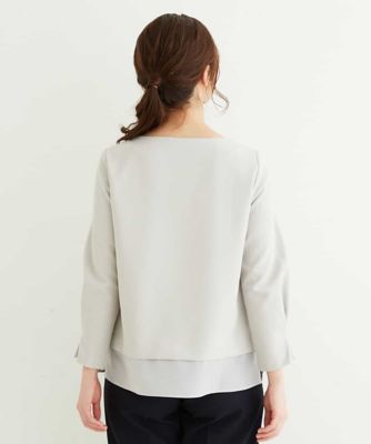 【小さいサイズ／制菌加工／洗える】シフォンヘムブラウス