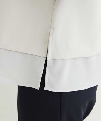 【小さいサイズ／制菌加工／洗える】シフォンヘムブラウス