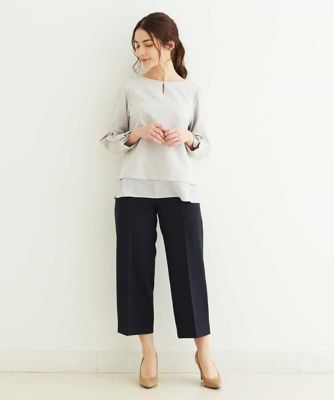【小さいサイズ／制菌加工／洗える】シフォンヘムブラウス
