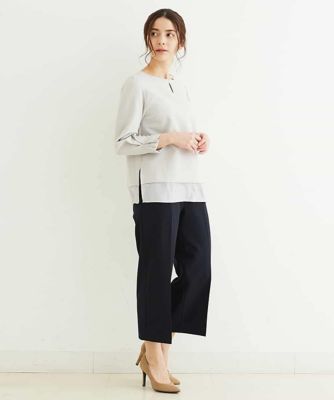 【小さいサイズ／制菌加工／洗える】シフォンヘムブラウス